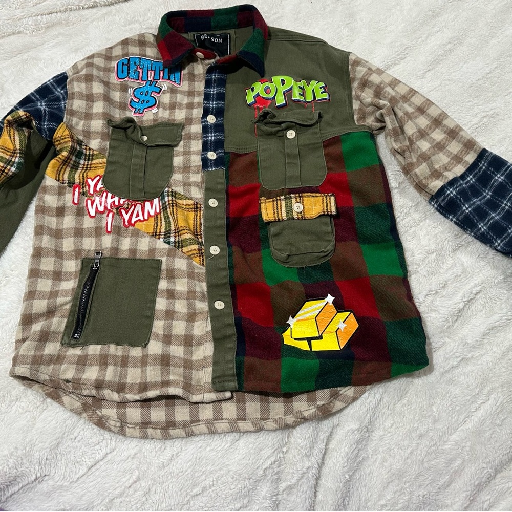 Colorful Patchwork Flannel Shirt